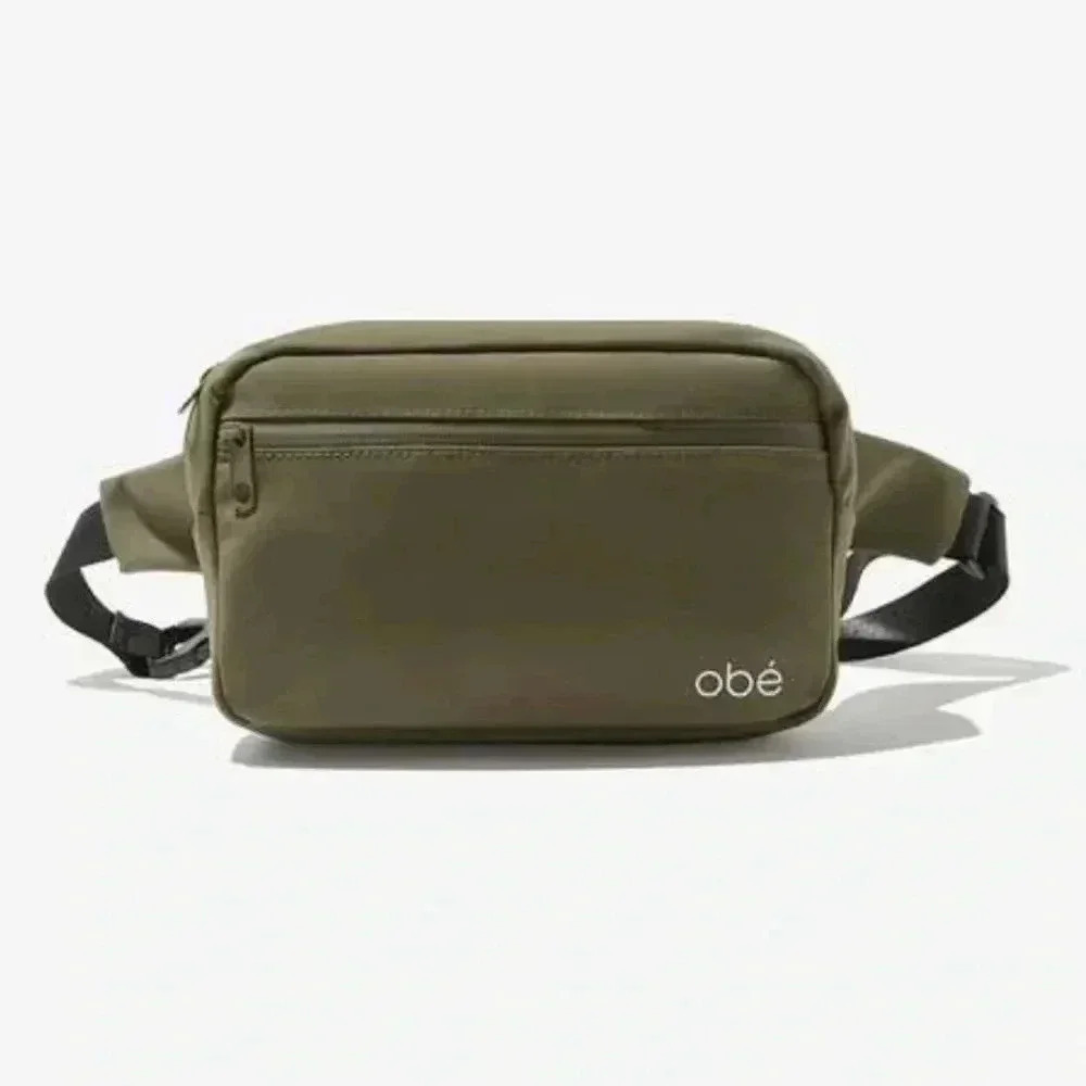 Obé Army Green Waistpack, Nylon Crossbody Bag, Activewear Accessory, OS